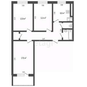 3-к квартира, вторичка, 69м2, 1/9 этаж