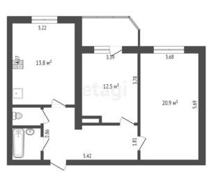 2-к квартира, вторичка, 62м2, 2/10 этаж