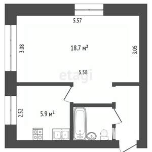 1-к квартира, вторичка, 31м2, 2/5 этаж