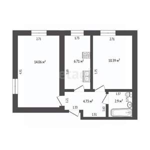 2-к квартира, вторичка, 36м2, 2/2 этаж