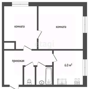 2-к квартира, вторичка, 41м2, 1/5 этаж