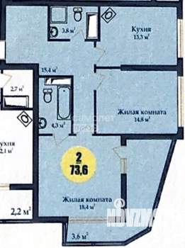 2-к квартира, вторичка, 70м2, 13/17 этаж