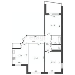 3-к квартира, вторичка, 68м2, 1/3 этаж