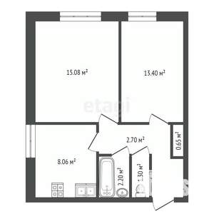 2-к квартира, вторичка, 58м2, 2/2 этаж