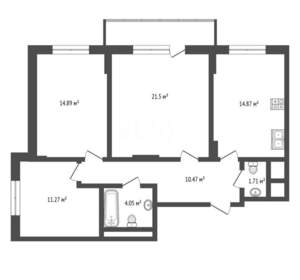3-к квартира, вторичка, 81м2, 1/5 этаж