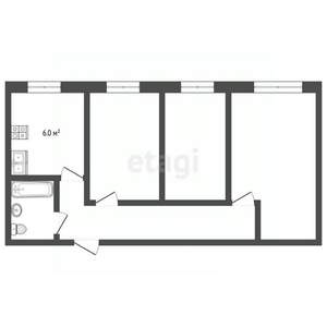 3-к квартира, вторичка, 59м2, 2/5 этаж