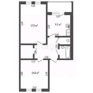 2-к квартира, вторичка, 55м2, 5/5 этаж