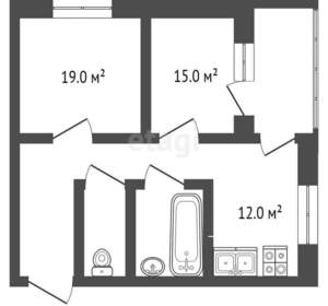 2-к квартира, вторичка, 63м2, 10/16 этаж