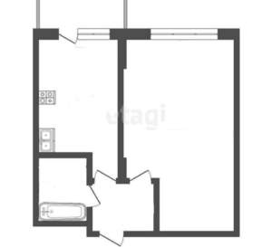 1-к квартира, вторичка, 43м2, 1/5 этаж