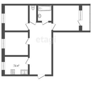 3-к квартира, вторичка, 66м2, 1/10 этаж
