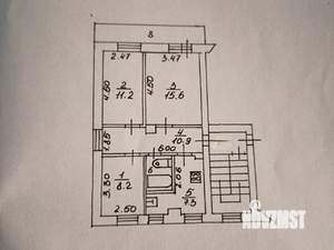3-к квартира, вторичка, 56м2, 4/4 этаж